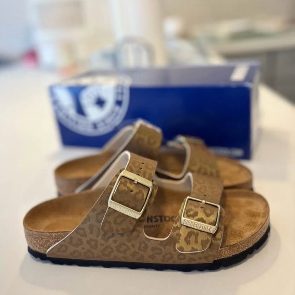 Birkenstock Arizona Leopard Gold Sandals - Picture 3 of 3